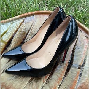 SOLD - Black Patent Leather Louboutin (LBs) So Kate, Size 37